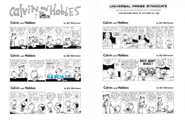 Calvin And Hobbes Bill Watterson 1989 Original Comic Production Art Page Dailies
