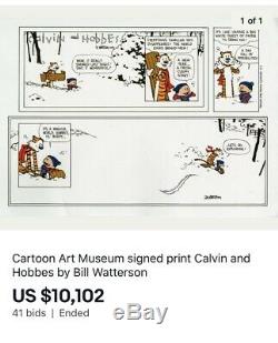 Calvin & Hobbes Final Strip print Bill Watterson Signed/Autograph Museum Quality