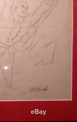 Captain Marvel Shazam! Original Pencil Sketch Art by C. C. Beck Splash Pg 1973