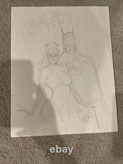 Catwoman & Batman Full Body Original Sketch Drawing by Jim Balent Rare 11x14