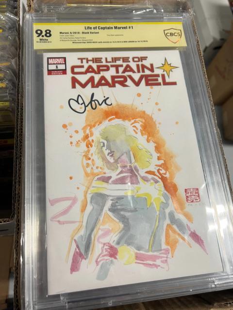 Cbcs 9.8 Sketch Cover Life Of Captain Marvel 1 David Mack Art Signed By Brie Lar