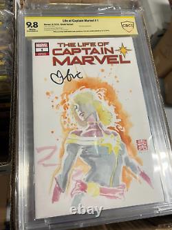 Cbcs 9.8 Sketch Cover Life Of Captain Marvel 1 David Mack Art Signed By Brie Lar