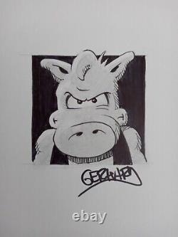 Cerebus original art sketch by Gerhard. Comic book artist. Hand drawn and signed