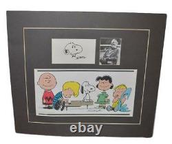 Charles Schulz Peanuts Personally Signed Snoopy Doodle Art Sketch Mounted Matted