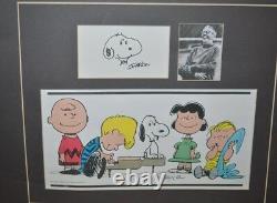 Charles Schulz Peanuts Personally Signed Snoopy Doodle Art Sketch Mounted Matted