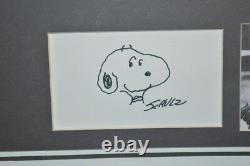 Charles Schulz Peanuts Personally Signed Snoopy Doodle Art Sketch Mounted Matted