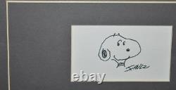 Charles Schulz Peanuts Personally Signed Snoopy Doodle Art Sketch Mounted Matted