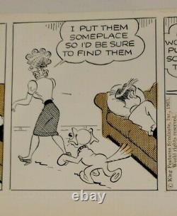 Chic Young Signed BLONDIE 1963 Daily Comic Strip Panel Original Art 9/10/63