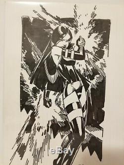 Chris Bachalo original sketch art Psylocke on comic book backing board