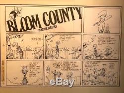 Classic Bloom County original Sunday strip- signed, matted and framed -