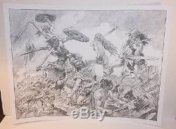 Conan and Red Sonja in Battle Pencil Piece LA Signed art by Sanjulian