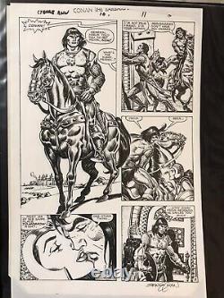 Conan the Barbarian annual #10 page 8, signed by Ernie Chan, Conan on horse