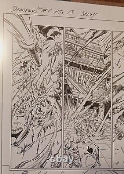 DEADPOOL #1 ART PAGE 2018 COMIC Assassin Mark Bagley Marvel 11x17 ryan reynolds