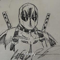 DEADPOOL Original Art Commission Sketch by ROB LIEFELD On Canvas 13 by 13