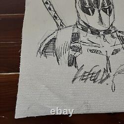 DEADPOOL Original Art Commission Sketch by ROB LIEFELD On Canvas 13 by 13