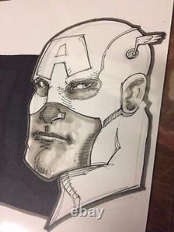 DEXTER VINES ORIGINAL Art Sketch Captain America & Red Skull Marvel Comics TWT1