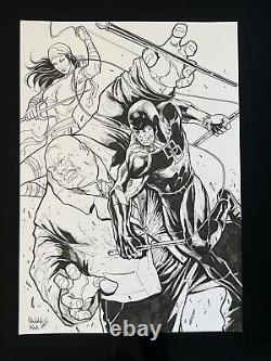 Daredevil Elektra Big Pin (12x17) Original Art Comic Pinup By Natanael Maia