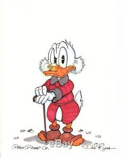 Disney Don Rosa Art Original Signed Drawing Grumpy Scrooge McDuck With Cane MINT