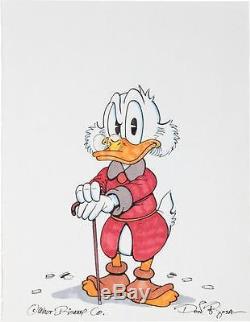 Disney Don Rosa Art Original Signed Drawing Grumpy Scrooge McDuck With Cane MINT