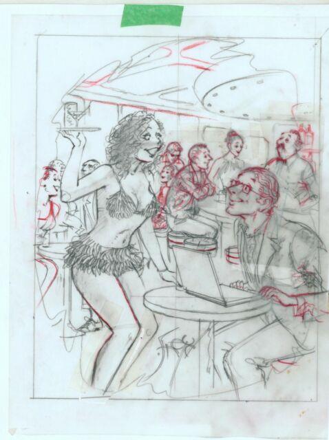 Doug Sneyd Signed Original Art Pencil Prelim Gag Sketch Playboy March 2002