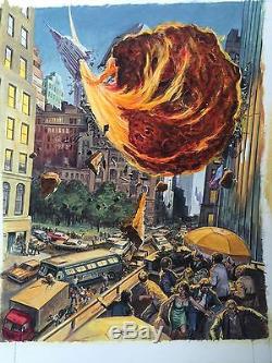 EARL NOREM Original Art EMPIRE STATE BUILDING NYC METEOR STRIKE Signed Painting