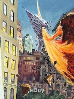 EARL NOREM Original Art EMPIRE STATE BUILDING NYC METEOR STRIKE Signed Painting