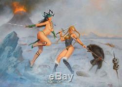 ENRIC TORRES-PRAT (ENRICH) ORIGINAL PAINTING VALKYRIE vs HELA Large art 20x28