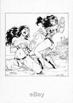 Ed Benes Original Comic Art Wonder Woman From A DC Vs. Card Set 2005-2006