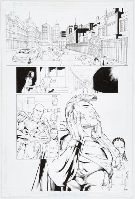 Ed Benes Original Art Dc's Steel Superman #1, Page 5 (2011) - Half Splash