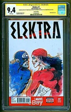 Elektra #1 Marvel Bulleye SIGNED Sketch Frank Miller & Bill Sienkiewicz CGC 9.4