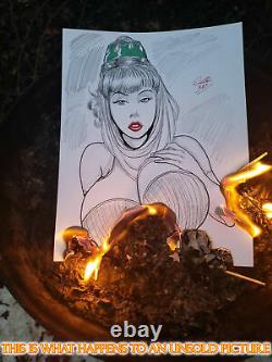 Emma Frost Ink/Pencil Original Comic Art Illustration Signed 8.5x11 COA