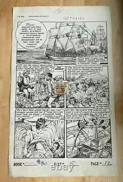 FIGHT COMICS #80 original art 1952 SIR FRANCIS DRAKE DRAGON detailed IGER WEBB