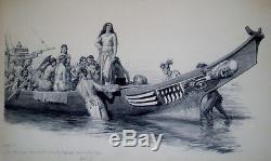 FORTUNINO MATANIA Slaves embarking on Cortes Ship. 2-PG spread SEXY! ORIG ART