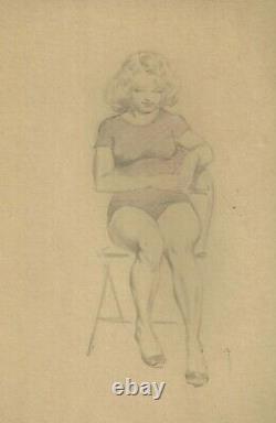 FRANK FRAZETTA 1950s LIFE DRAWING OF ELLIE SITTING SIGNED BEAUTIFUL WITH COA