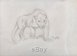 FRANK FRAZETTA Original Art SIGNED Lion Sketch. SCI-FI and FANTASY ARTWORK