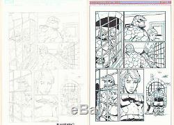Fantastic Four #512 p. 11 Pair of Pencil and Ink Pages 2004 art by Mike Wieringo