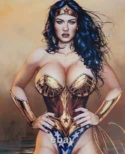 Framed Armando Huerta COLOR PRINT- MEGAN FOX Wonder Woman Signed