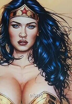 Framed Armando Huerta COLOR PRINT- MEGAN FOX Wonder Woman Signed