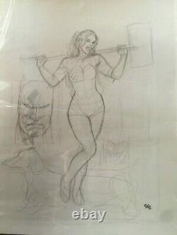 Frank Cho Original Comic Art Sketch (prelim)-Harley Quinn 14 (Batman/Joker) Lee