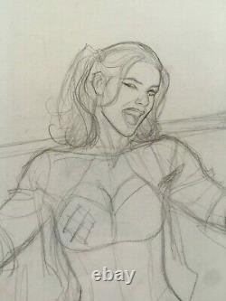 Frank Cho Original Comic Art Sketch (prelim)-Harley Quinn 14 (Batman/Joker) Lee