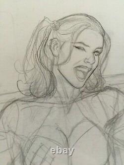 Frank Cho Original Comic Art Sketch (prelim)-Harley Quinn 14 (Batman/Joker) Lee