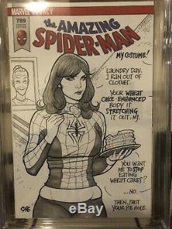 Frank Cho Original Sketch Cover! Mary Jane In Spideys Costume & Wheat Cakes