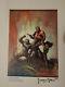 Frank Frazetta Rare Watercolor Print The Solar Invasion Signed And Stamped