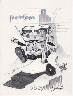 FrankenSponge Original Art by Frank Brunner 10? X13.5? Frankenstein Spongebob