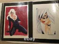 GENE GONZALES Original BLACK CAT Comic Art SET of 2 (9 x 12 / VG Condition)