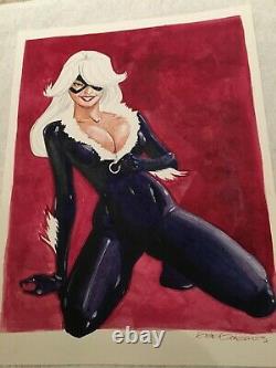 GENE GONZALES Original BLACK CAT Comic Art SET of 2 (9 x 12 / VG Condition)