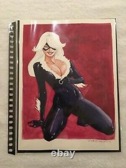 GENE GONZALES Original BLACK CAT Comic Art SET of 2 (9 x 12 / VG Condition)