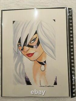 GENE GONZALES Original BLACK CAT Comic Art SET of 2 (9 x 12 / VG Condition)