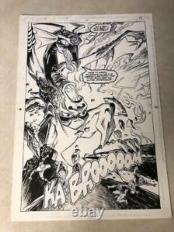 GREEN LANTERN #37 original art STUNNING SPLASH DEMON destroys SUPERBOWL 1993
