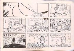 Garfield Original Hand-drawn Daily Newspaper Strip Art, Signed By Jim Davis